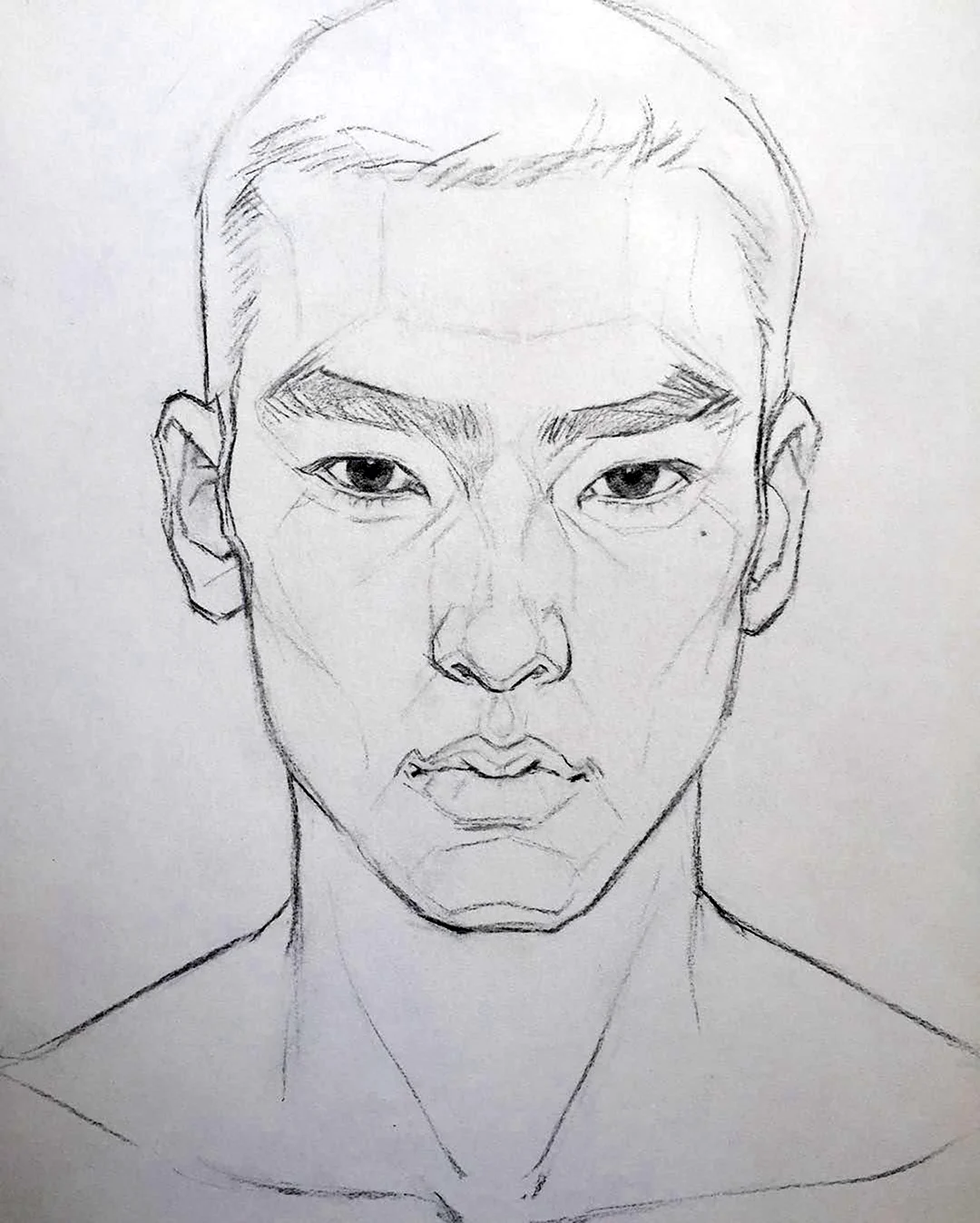 Портрет азиата карандашом. Для срисовки