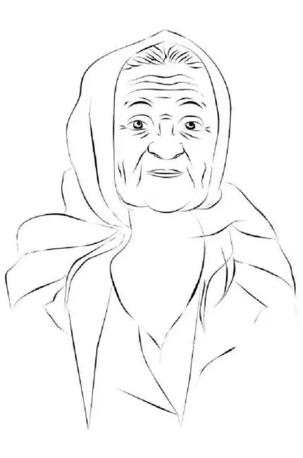 Портрет бабушки карандашом. Для срисовки