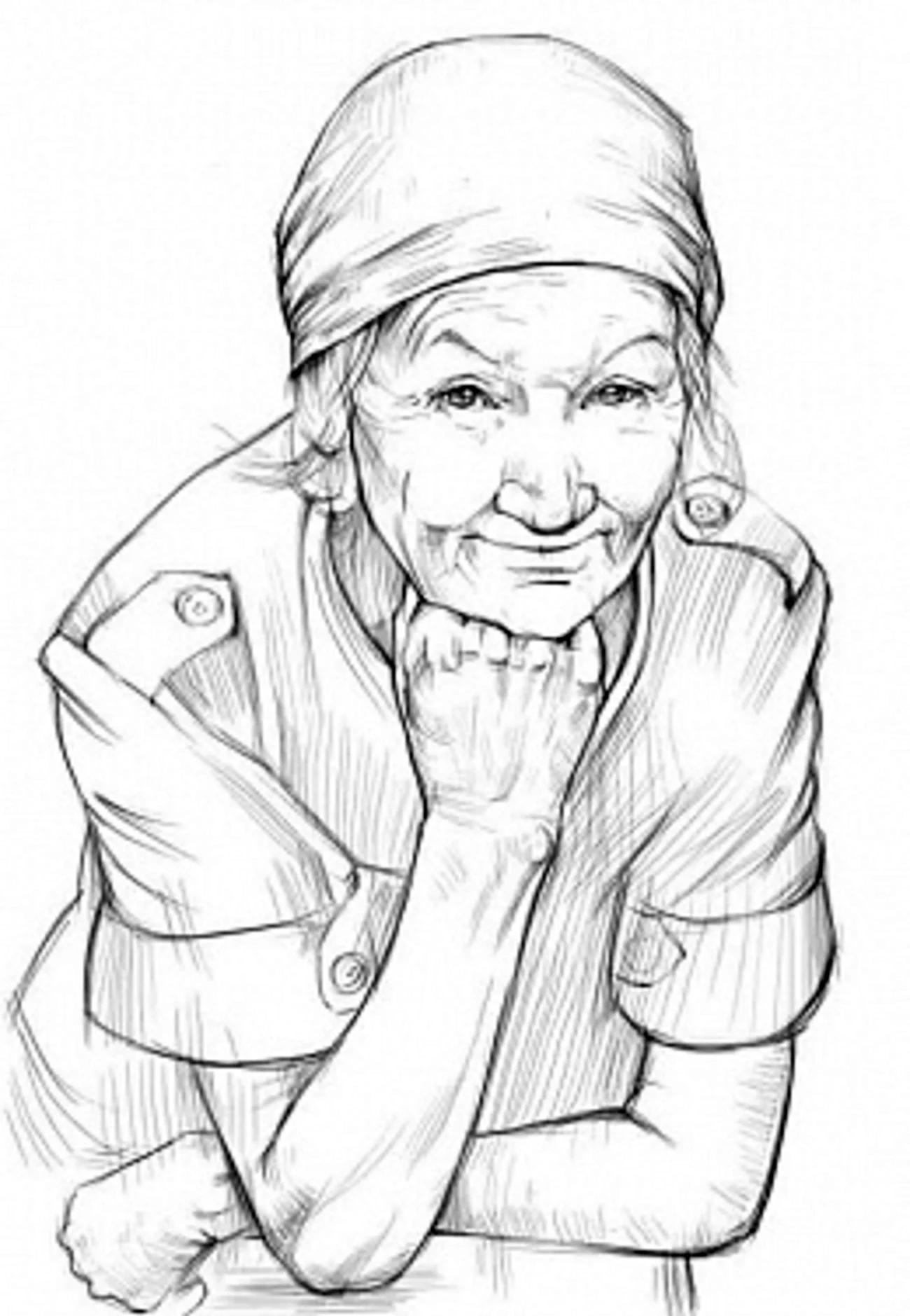 Портрет бабушки карандашом. Для срисовки