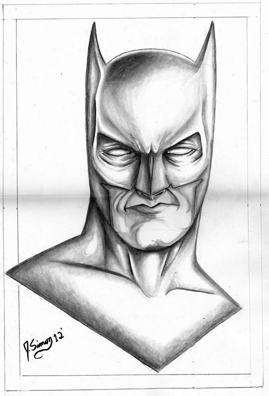 Портрет Бэтмена карандашом. Для срисовки
