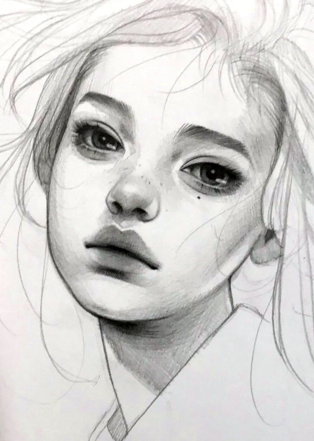 Портрет девушки карандашом. Красивая девушка