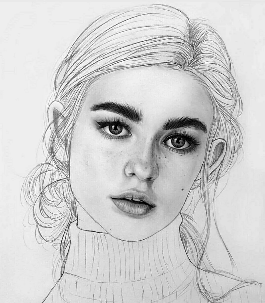 Портрет девушки карандашом. Для срисовки