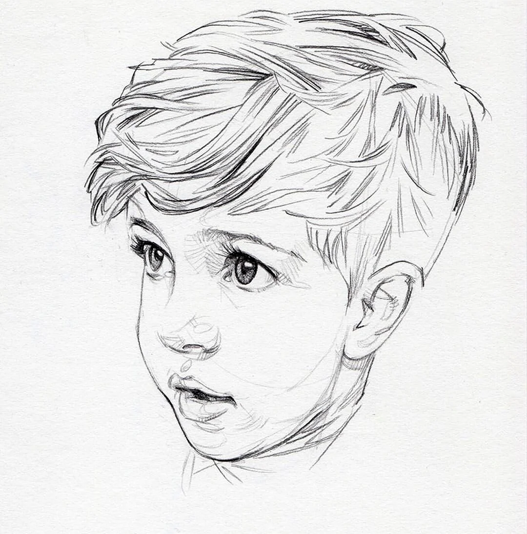 Портрет мальчика карандашом. Для срисовки