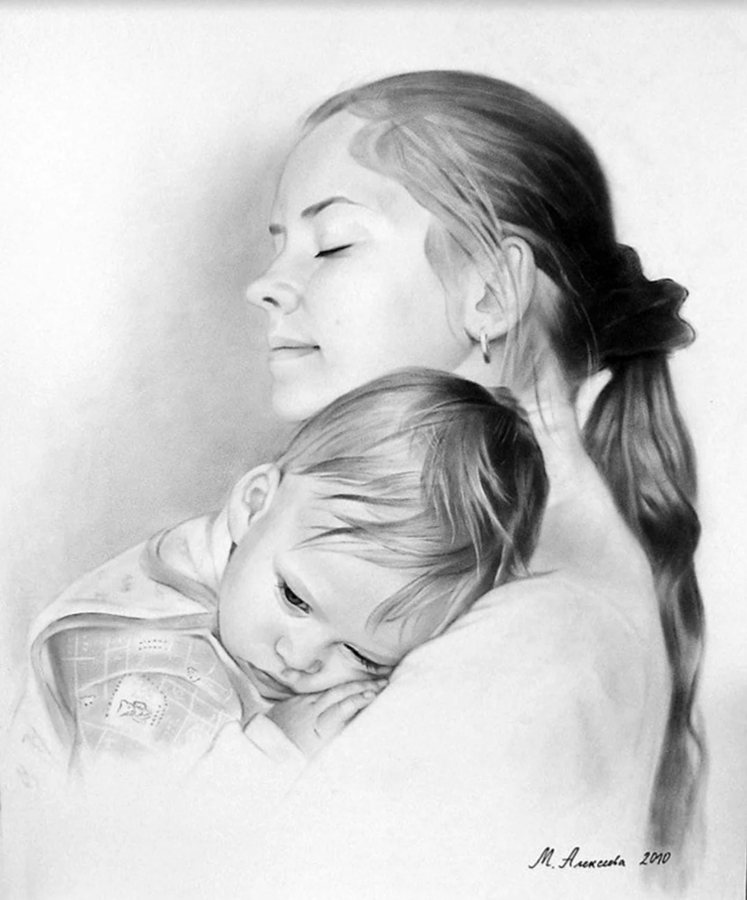 Портрет матери и ребенка. Для срисовки