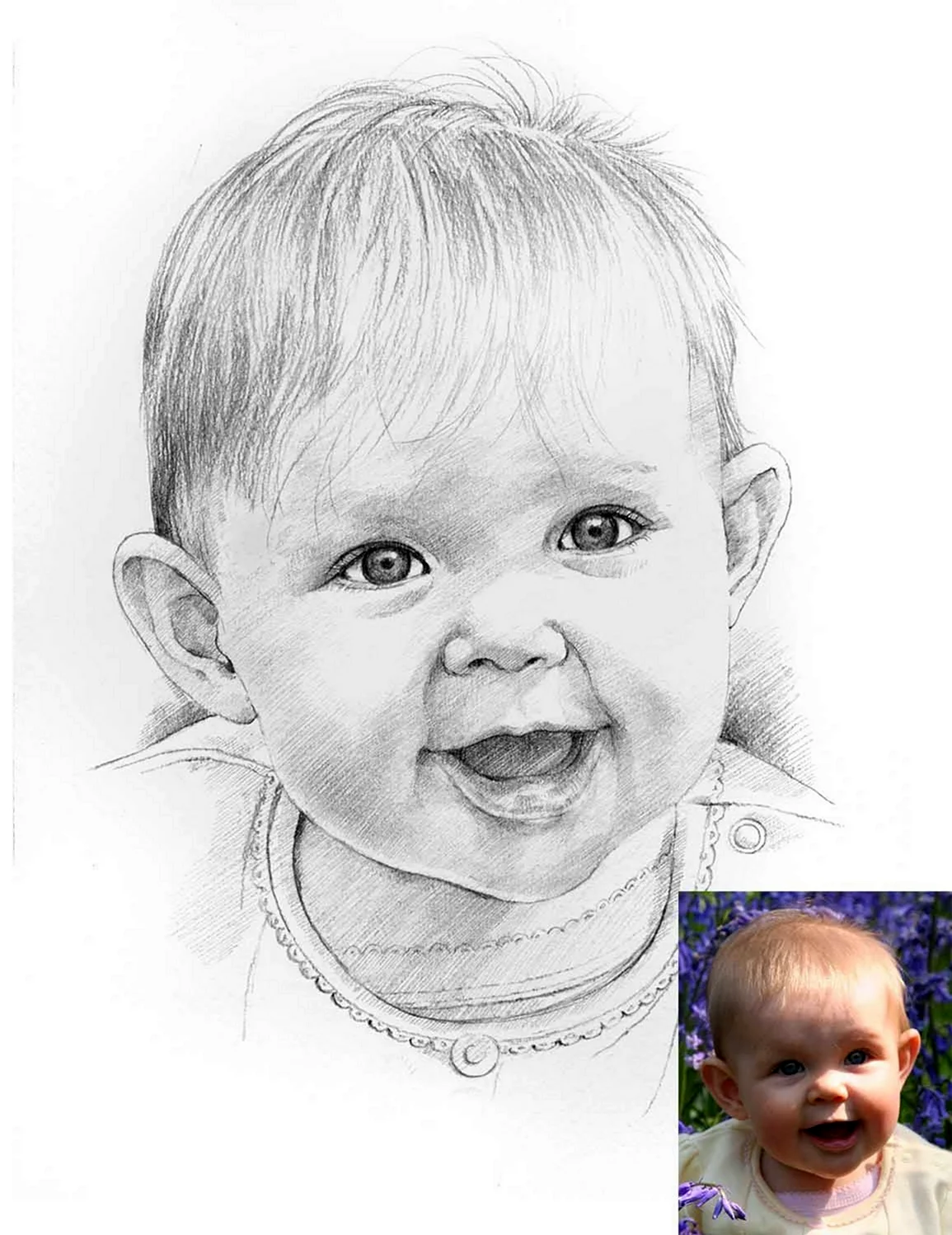 Портрет младенца карандашом. Для срисовки