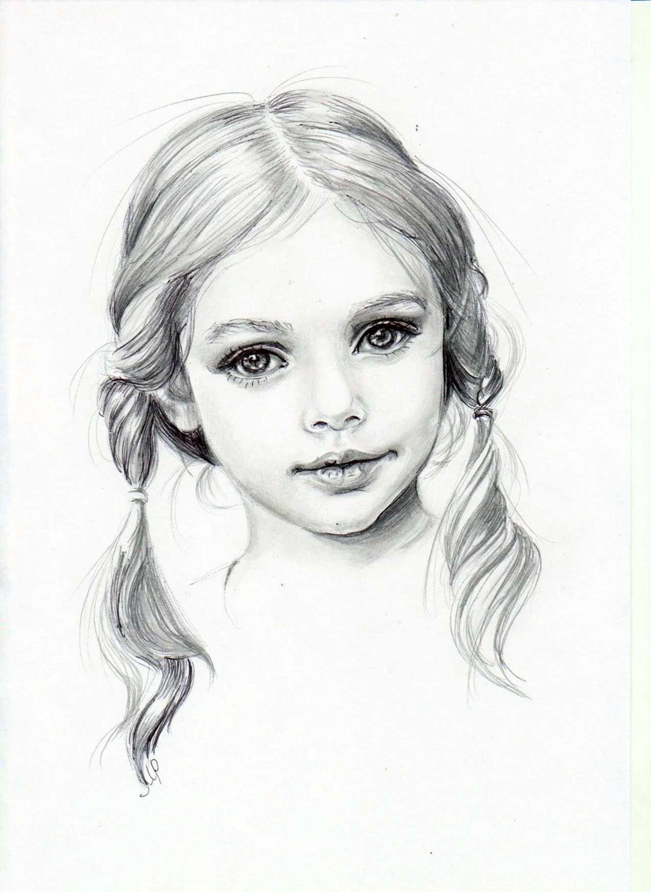 Портрет ребенка карандашом. Красивая картинка