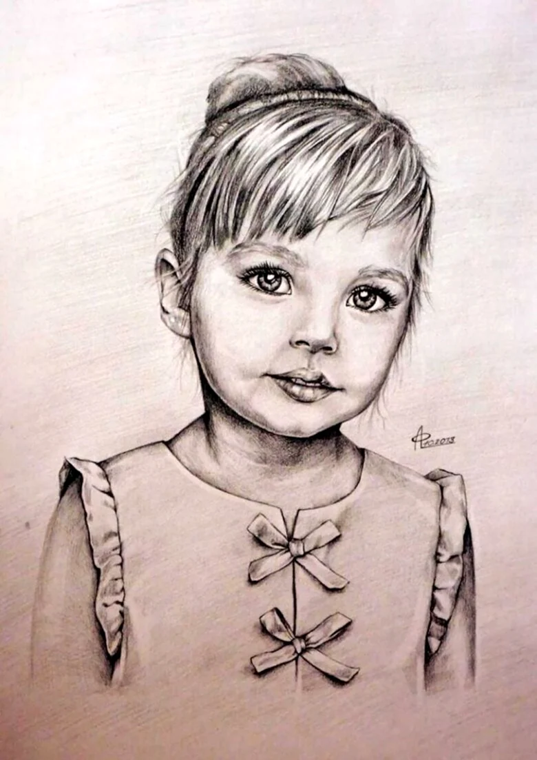 Портрет ребенка карандашом. Красивая картинка