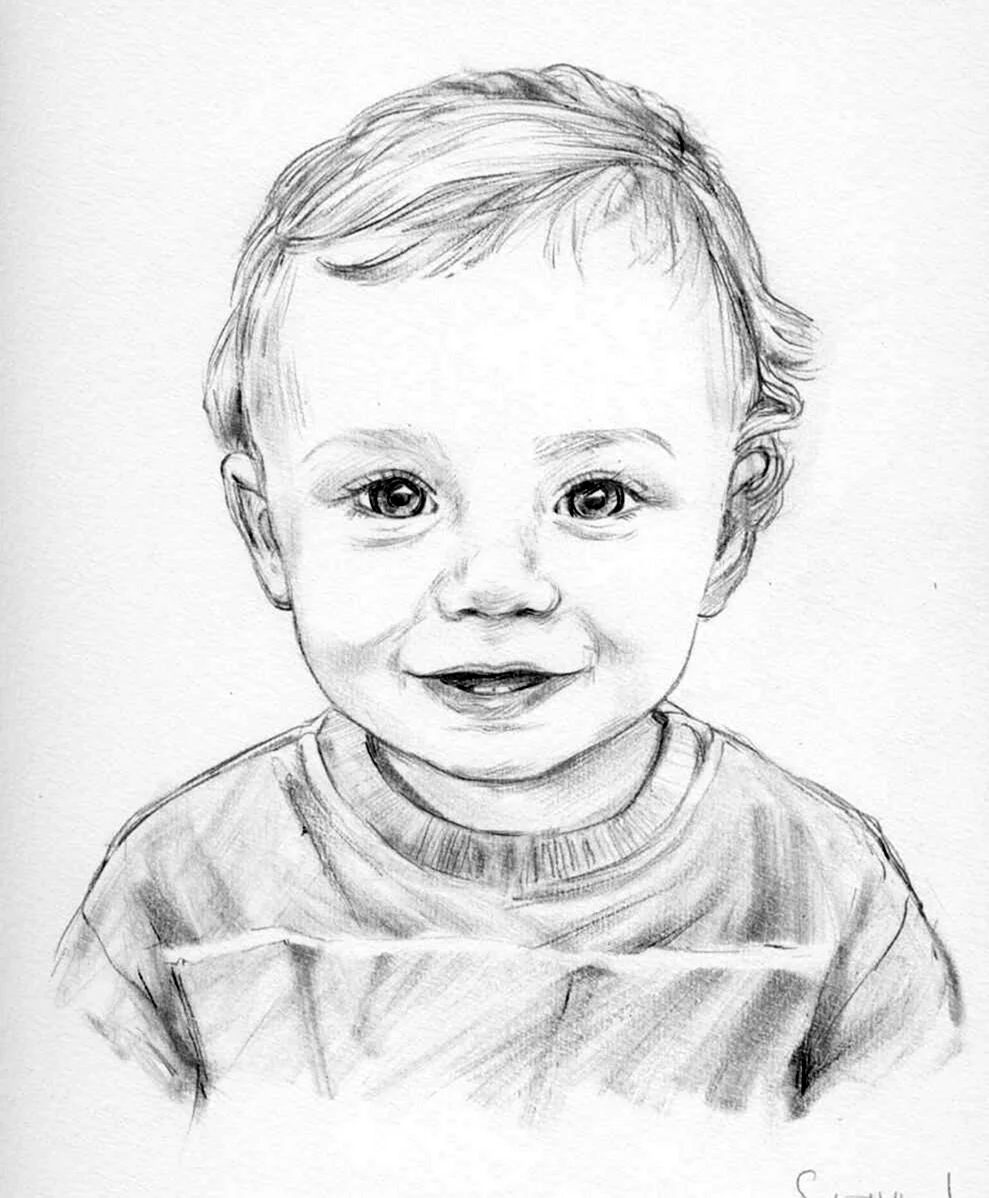 Портрет ребенка карандашом. Для срисовки