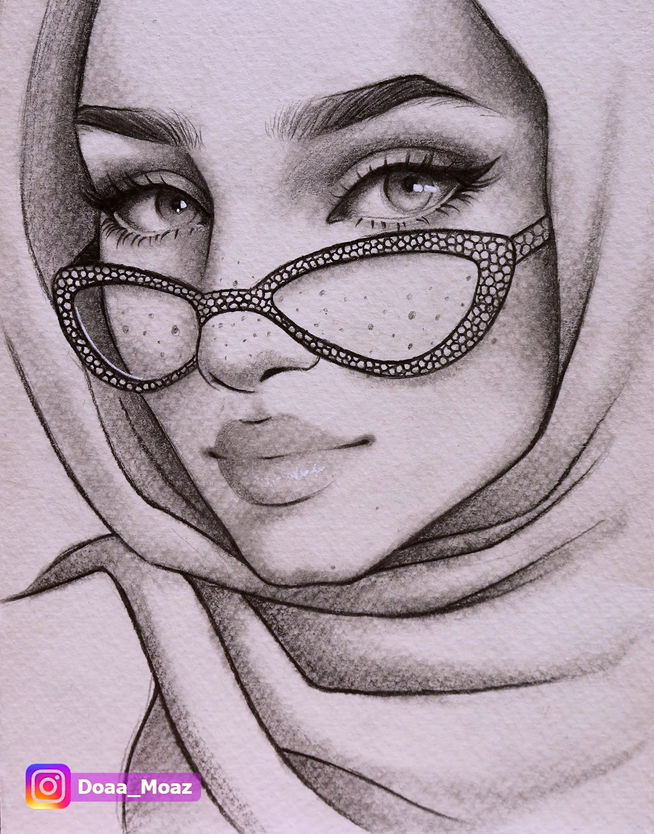 Портрет в карандаше арабки. Для срисовки