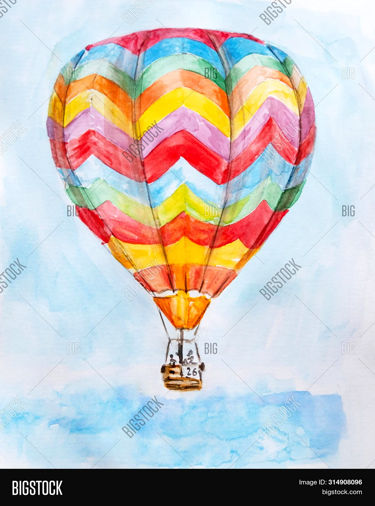Постер акварель воздушный шар. Для срисовки