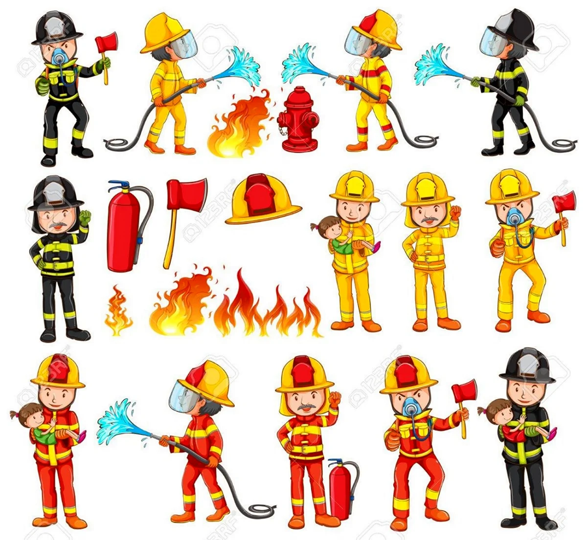 Пожарный герой иллюстрация. Картинка из мультфильма