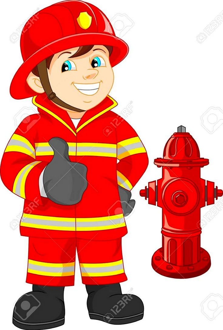 Пожарный мультяшный. Картинка из мультфильма