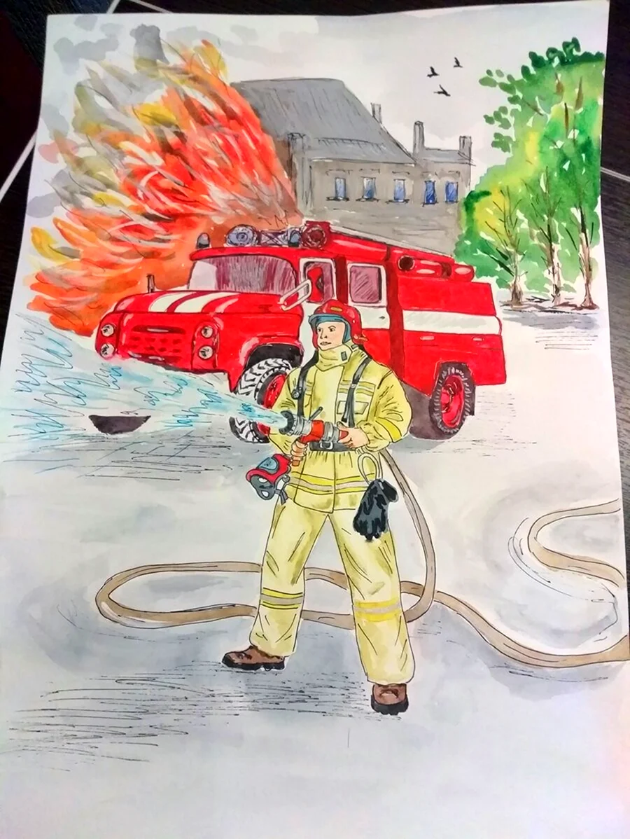 Пожарный рисунок. Для срисовки