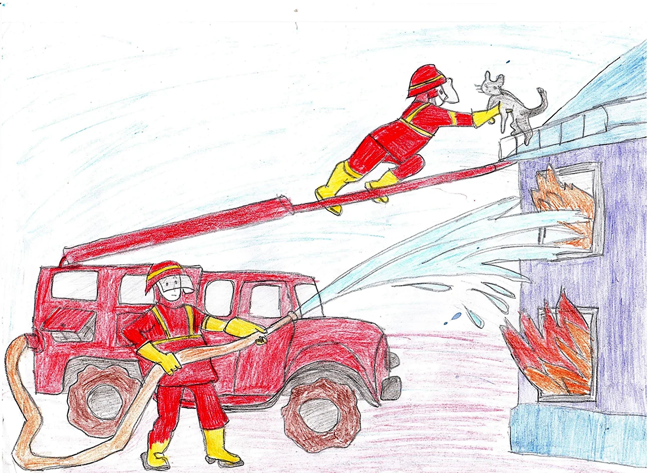 Пожарный рисунок для детей. Для срисовки