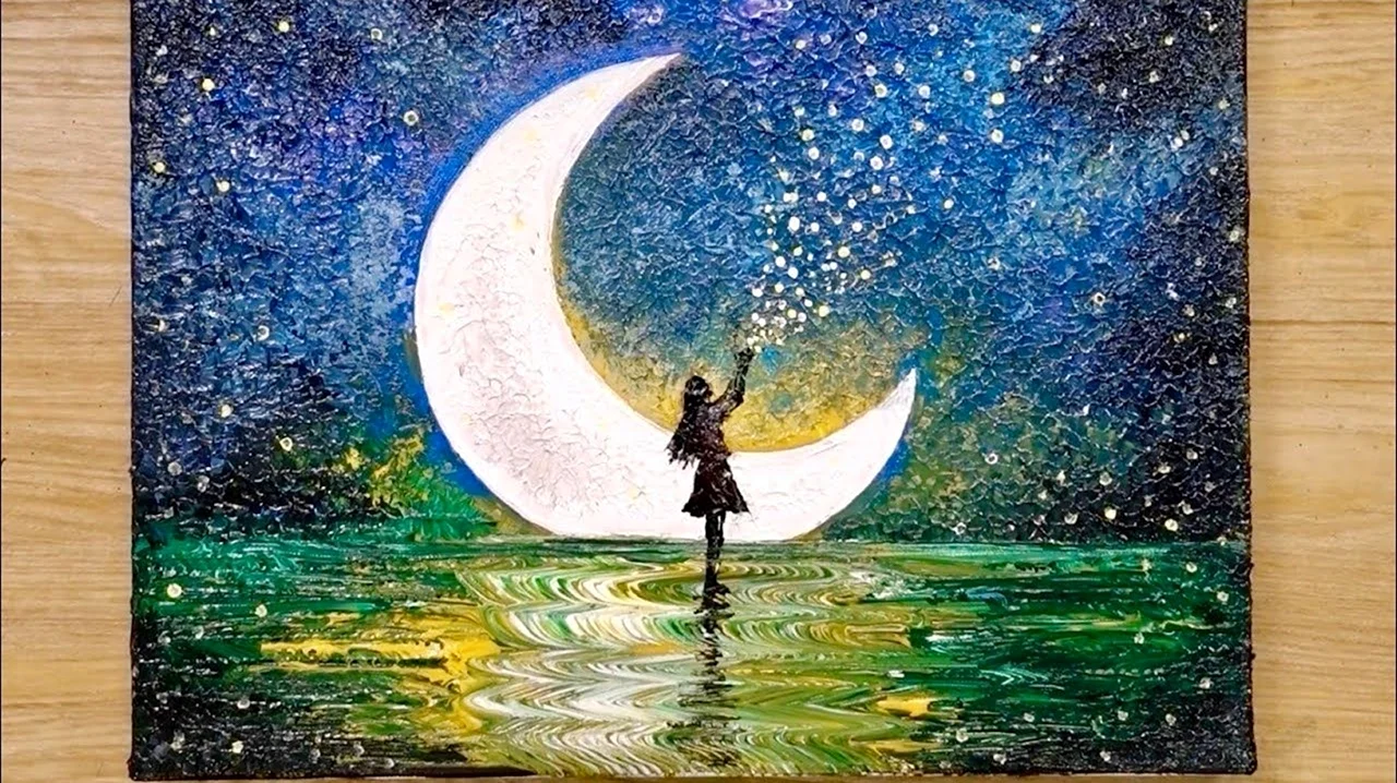 Правополушарное рисование Лунная ночь. Для срисовки