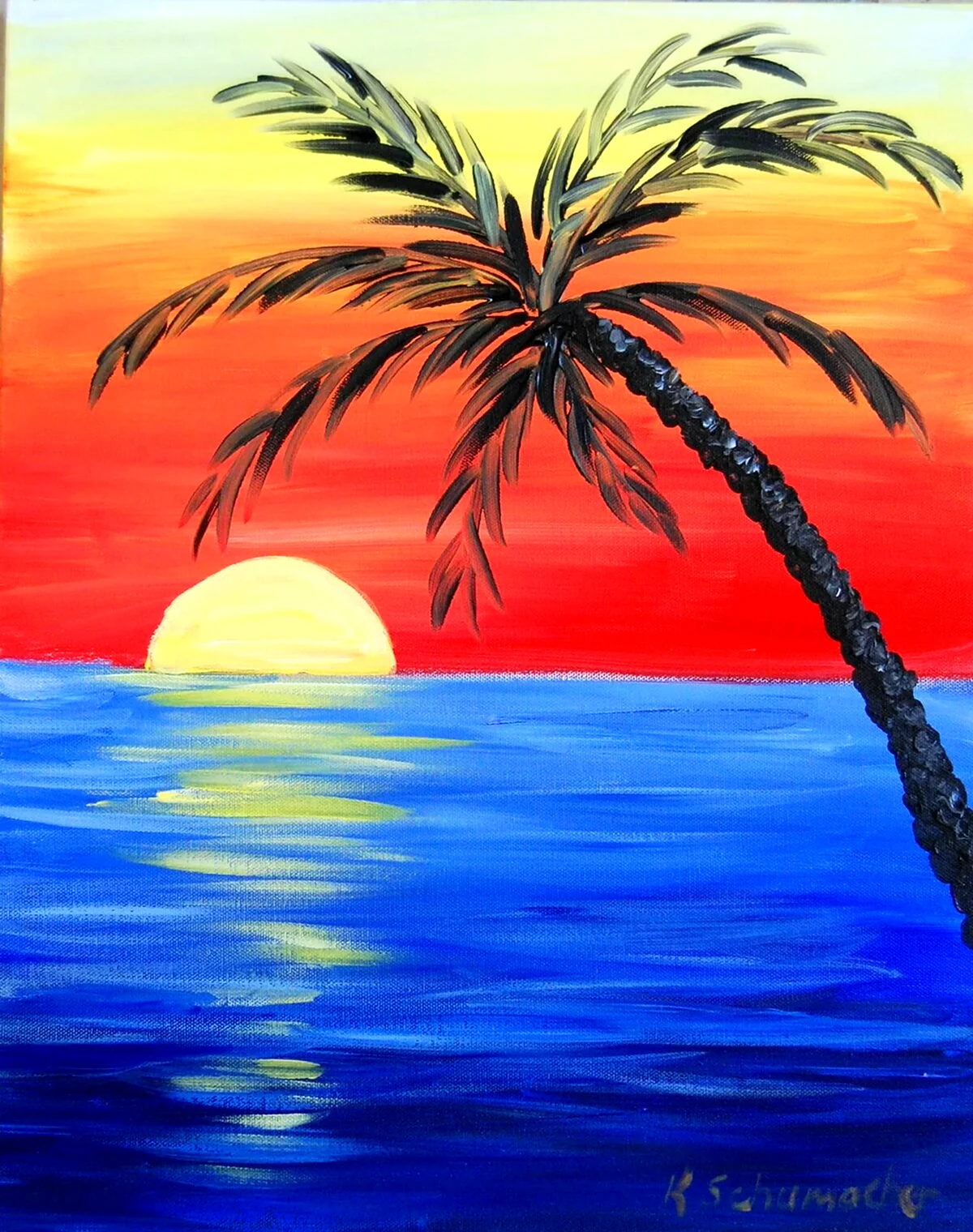 Правополушарное рисование море пальмы. Для срисовки
