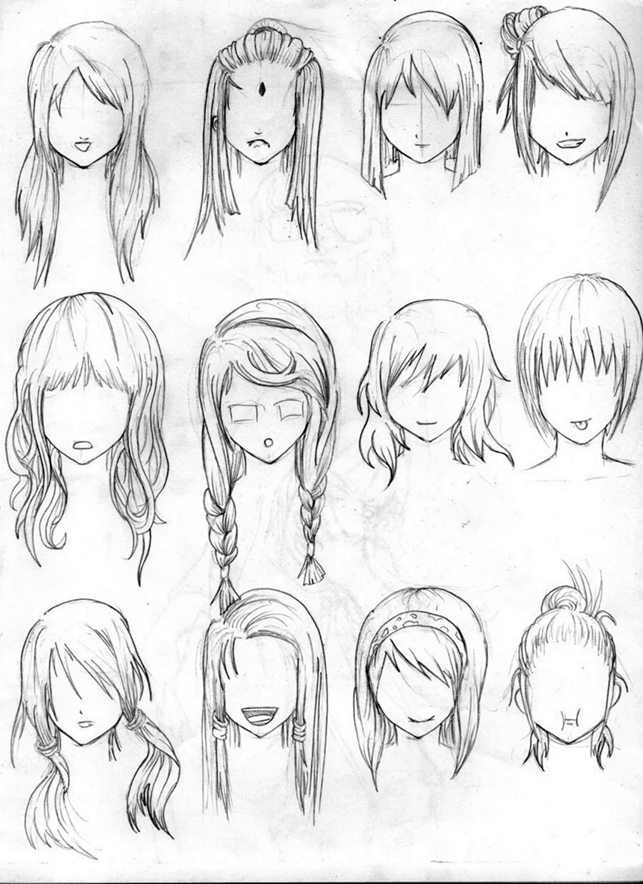 Причёски для рисования аниме. Для срисовки