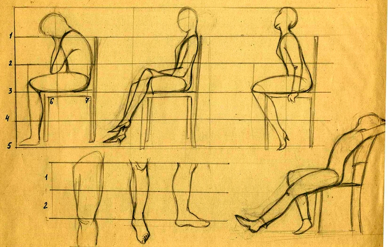 Пропорции человека сидя. Для срисовки