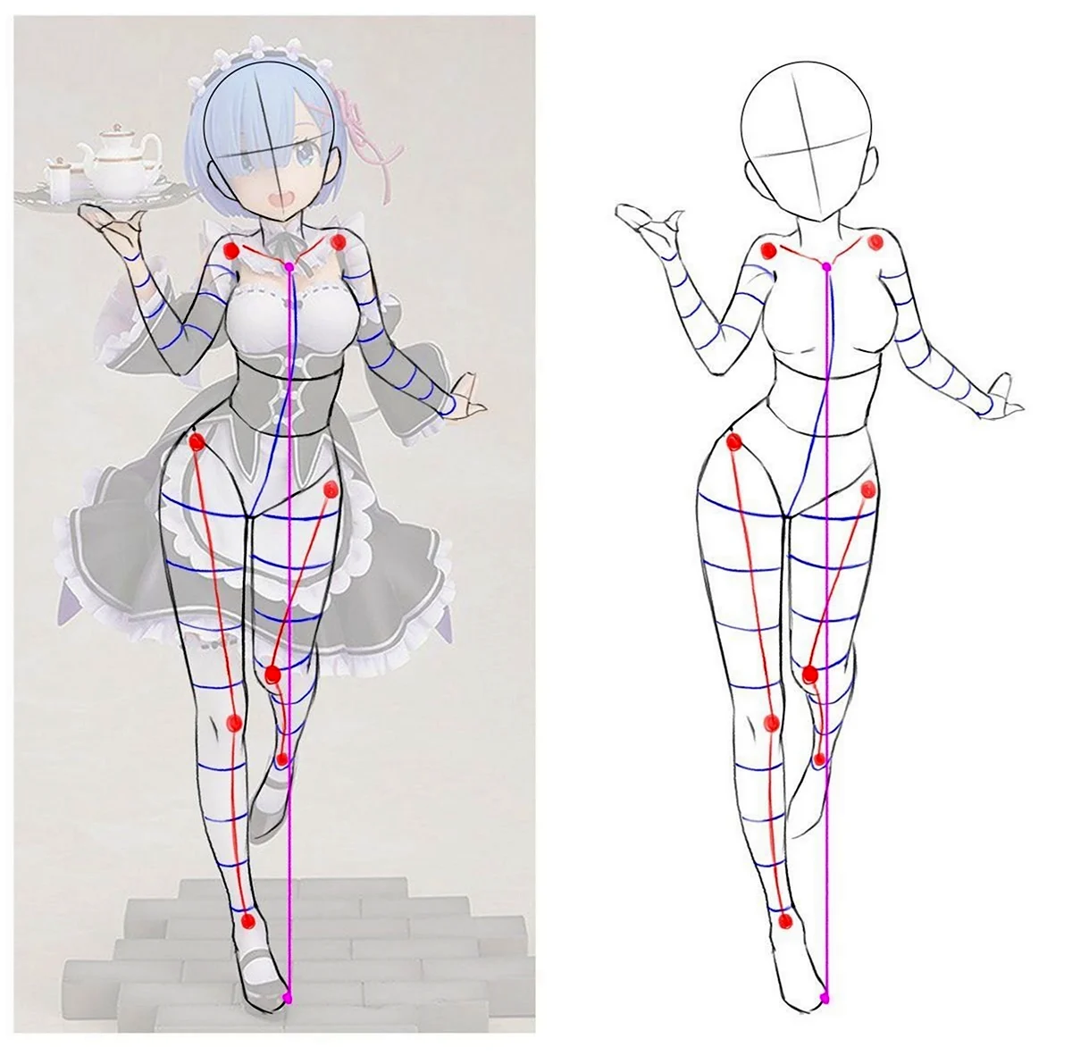 Пропорции тела аниме референс. Картинка