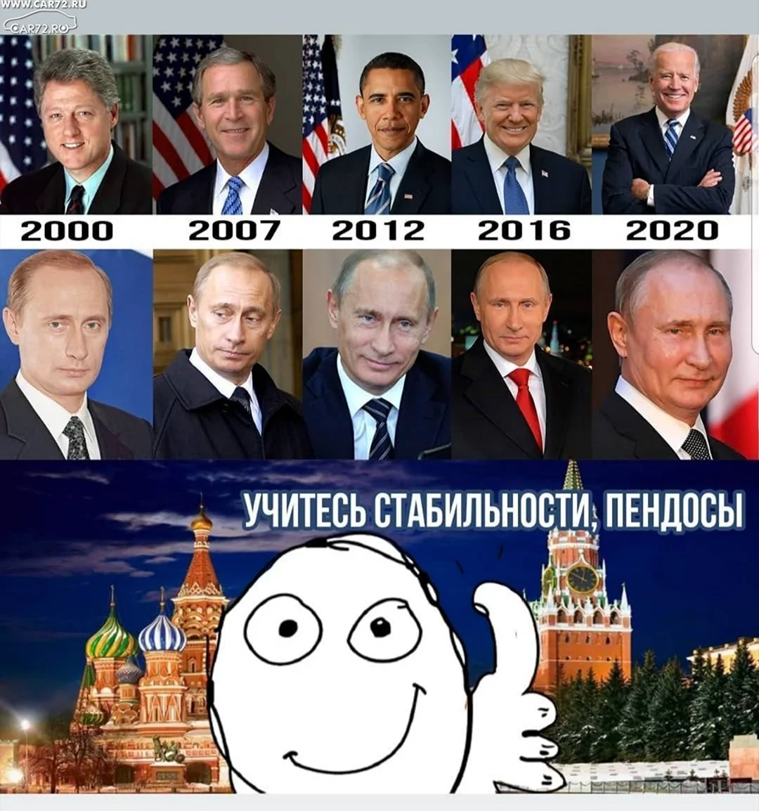 Путин и президенты США. Прикольная картинка