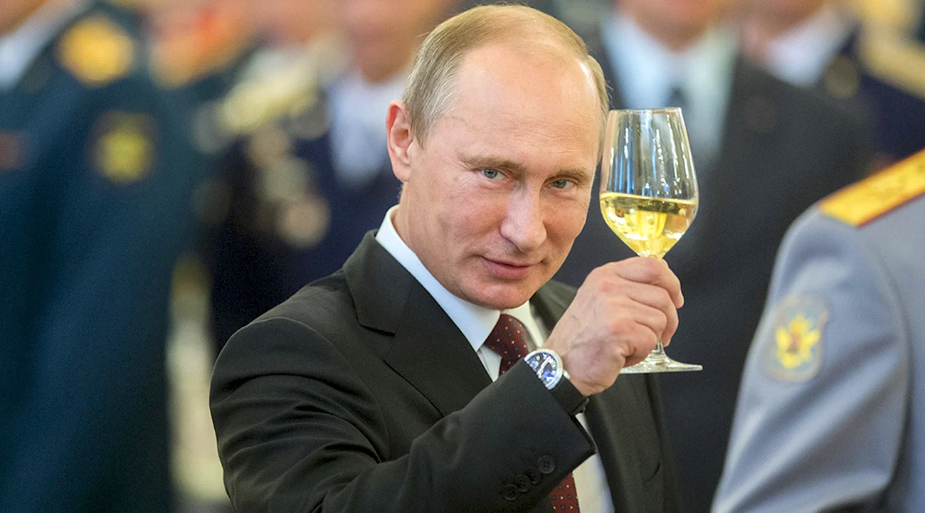 Путин шампанское. Картинка