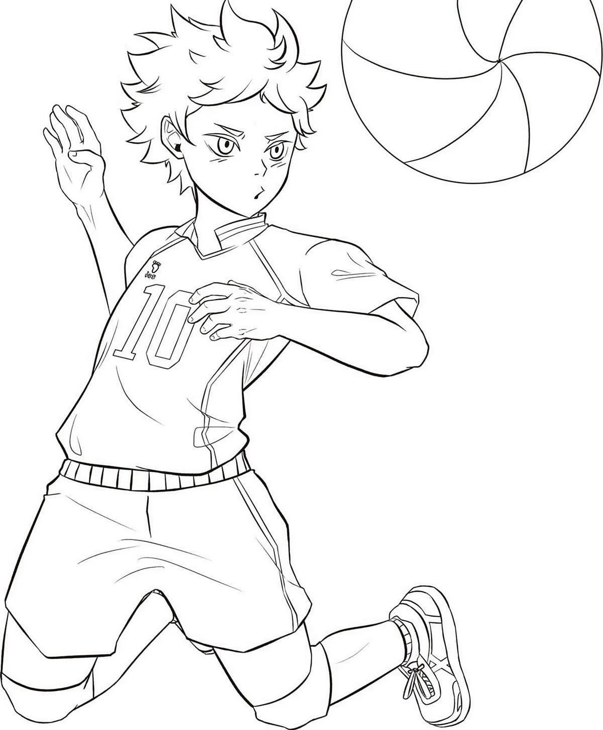 Раскраска аниме волейбол Хината. Для срисовки
