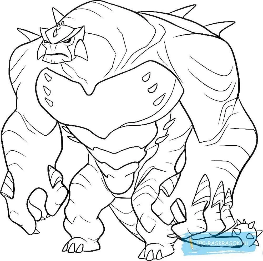 Раскраска Бен 10 Гумангозавр. Картинка из мультфильма