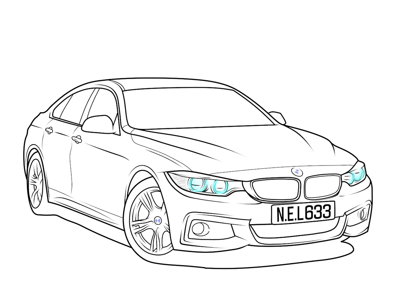 Раскраска BMW m5 f90. Для срисовки