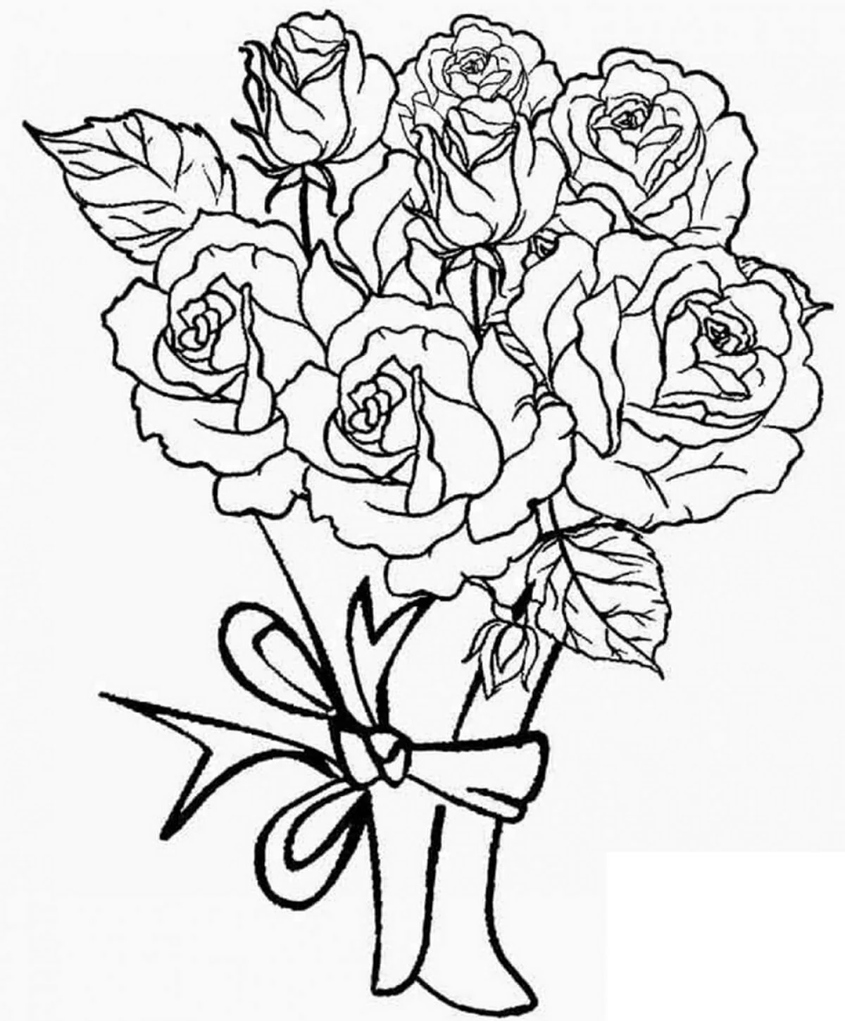 Раскраска букет роз. Для срисовки