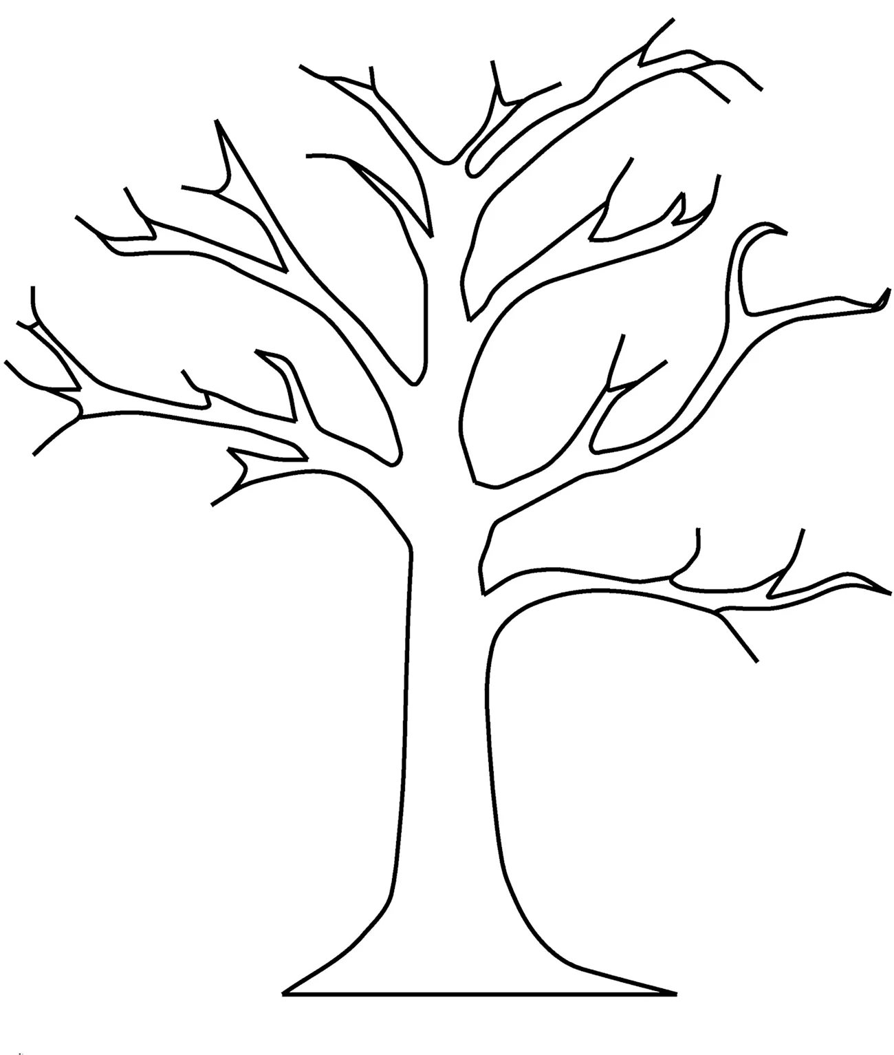 Раскраска дерево без листьев. Картинка