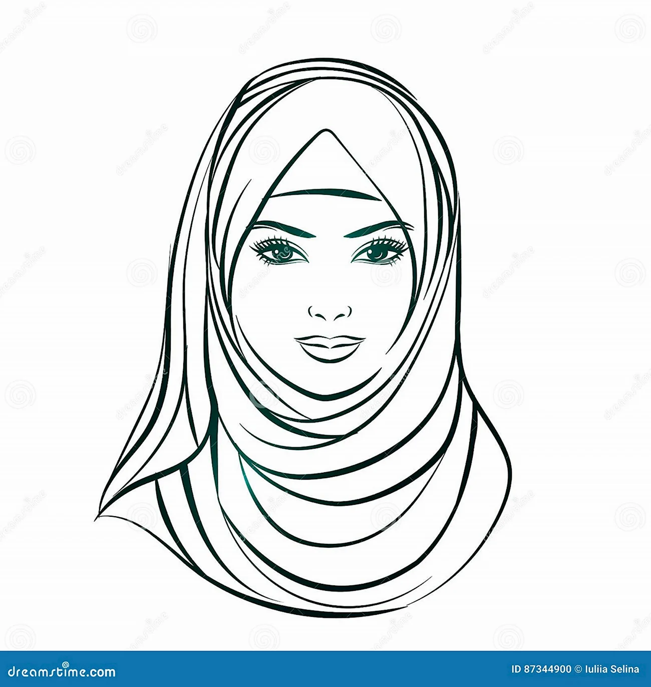 Раскраска девушка в хиджабе. Для срисовки