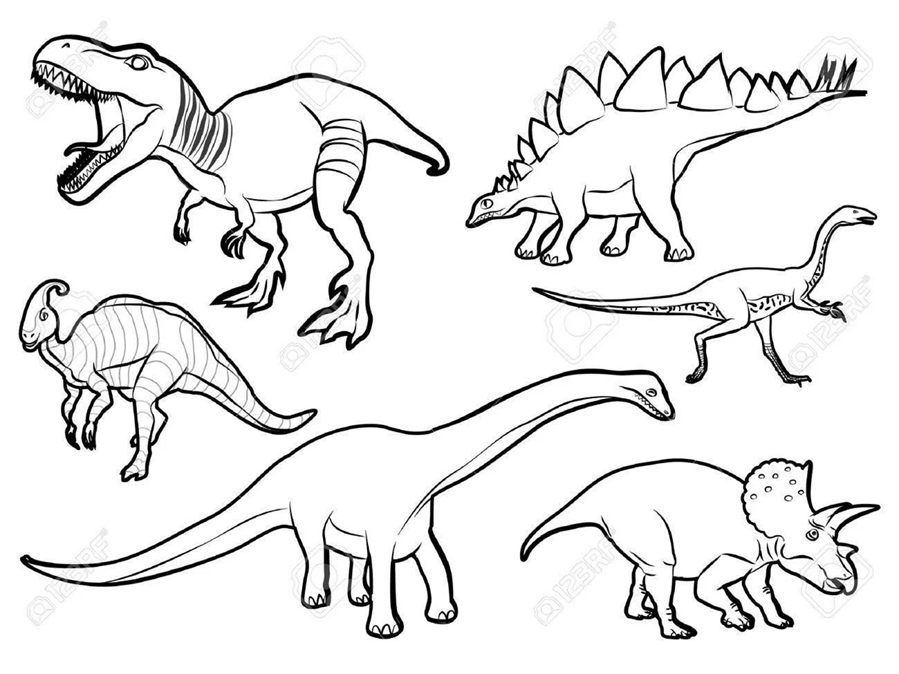 Раскраска динозавры много. Для срисовки