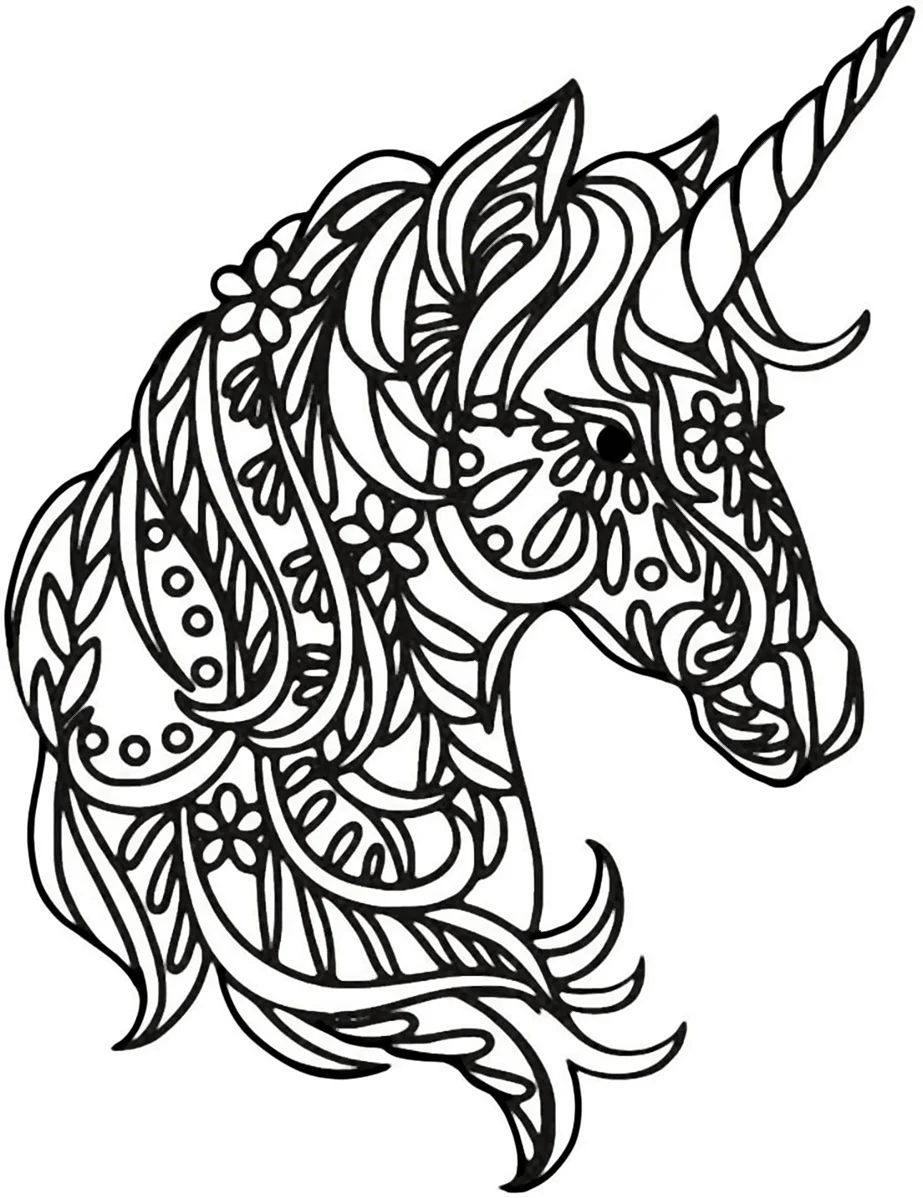 Раскраска Единорог сложная. Красивое животное