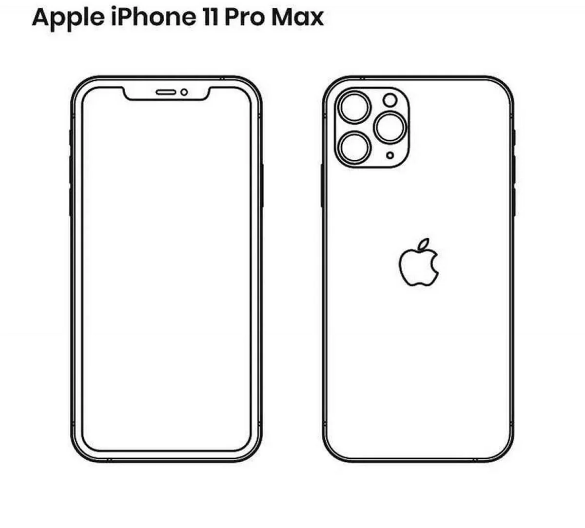 Раскраска iphone 11 Pro Max. Для срисовки