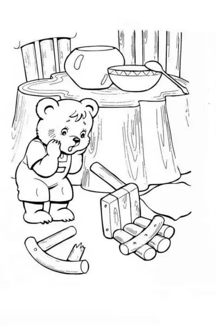 Раскраска к сказке три медведя для детей. Для срисовки