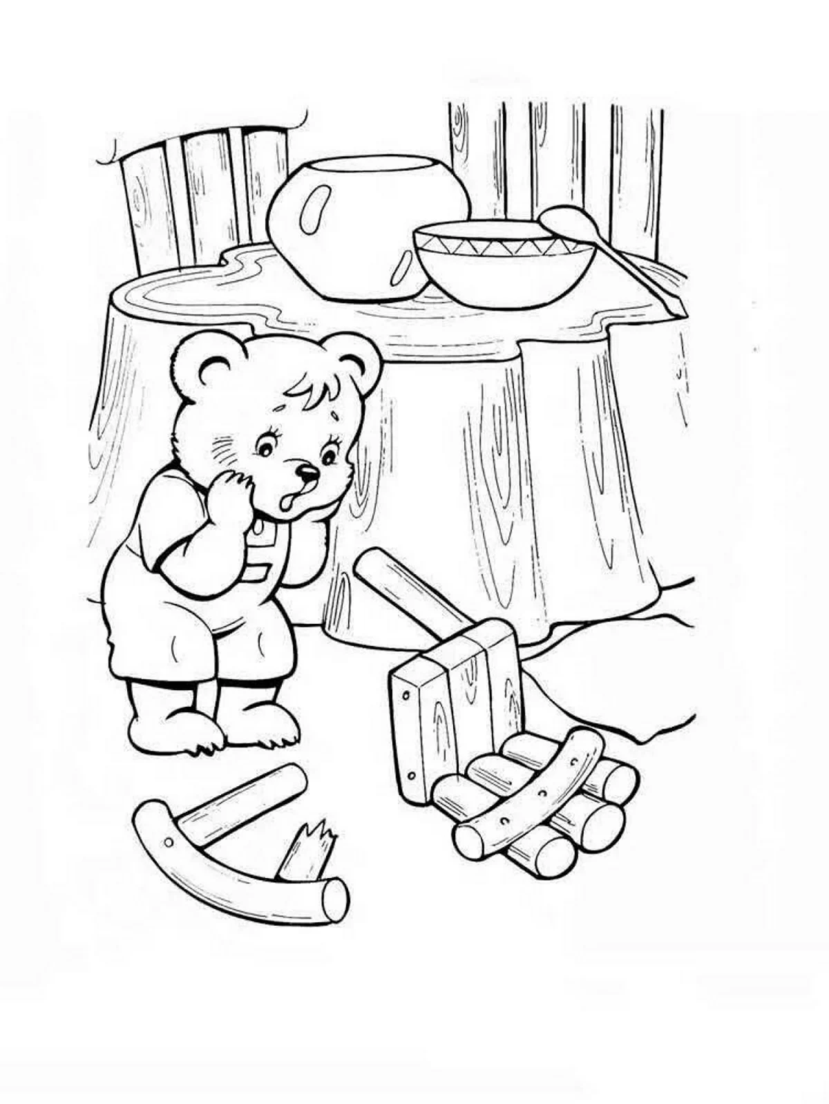 Раскраска к сказке три медведя для детей. Для срисовки