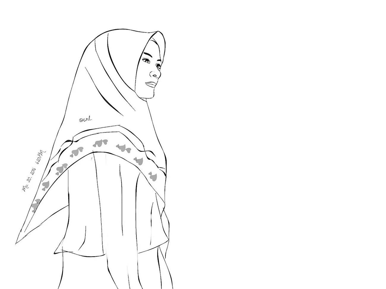 Раскраска хиджаб. Для срисовки