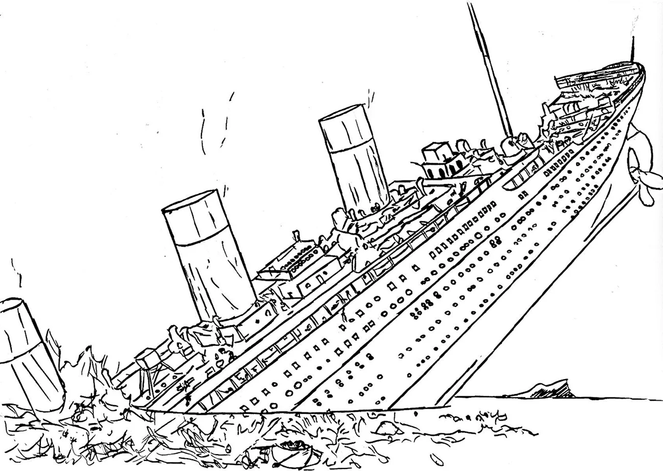 Раскраска корабль Титаник. Для срисовки