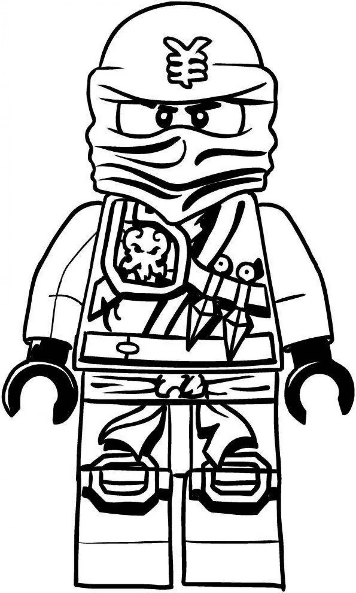 Раскраска лего Ниндзяго Зейн. Для срисовки