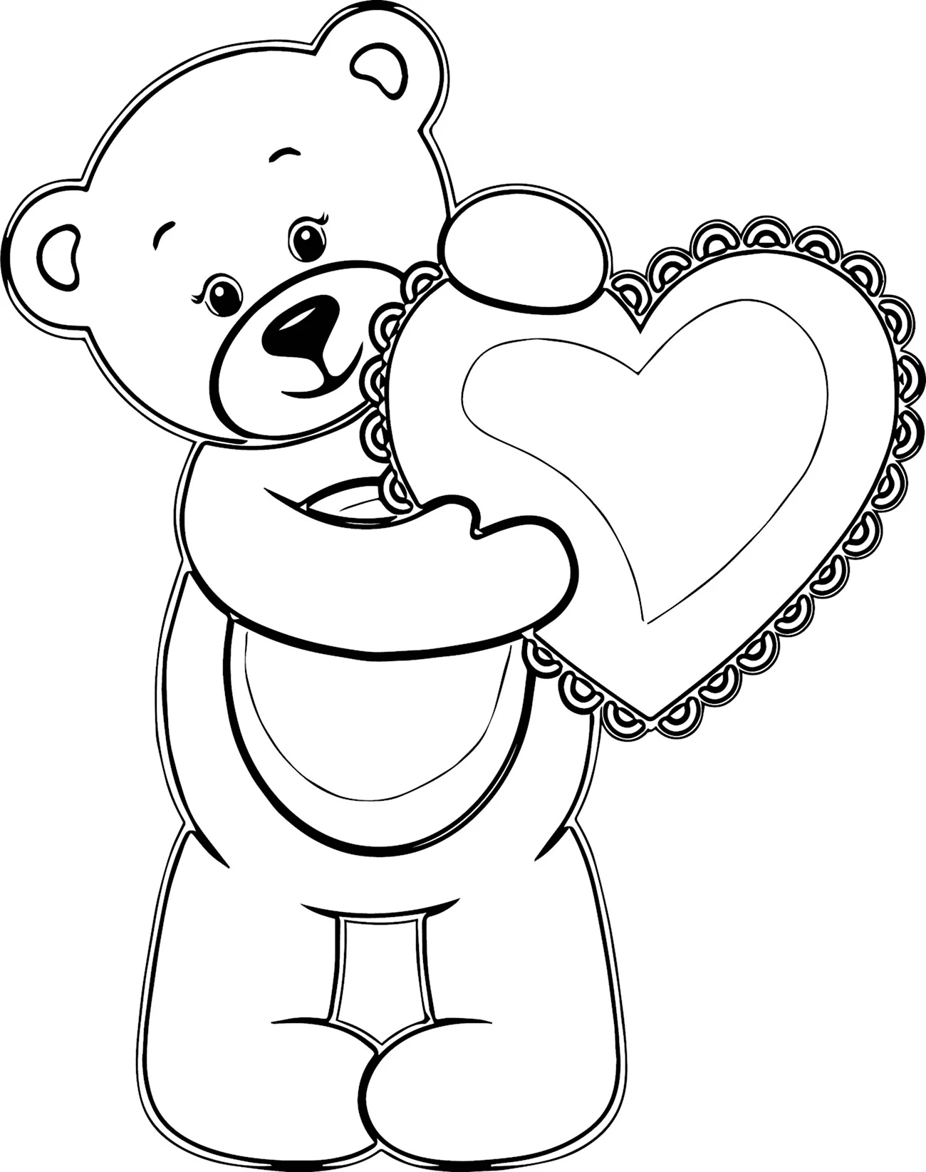 Раскраска Медвежонок с сердечком. Для срисовки