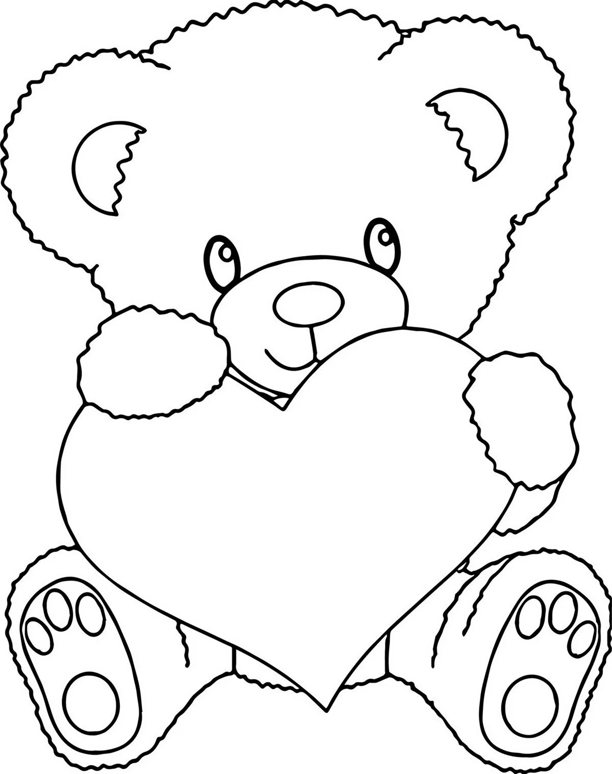Раскраска Медвежонок с сердечком. Для срисовки