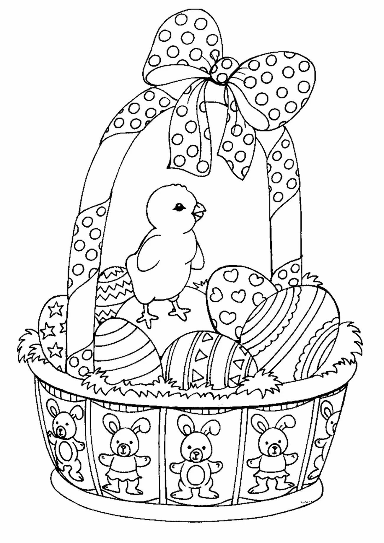 Раскраска Пасхальный кулич и яйца. Для срисовки