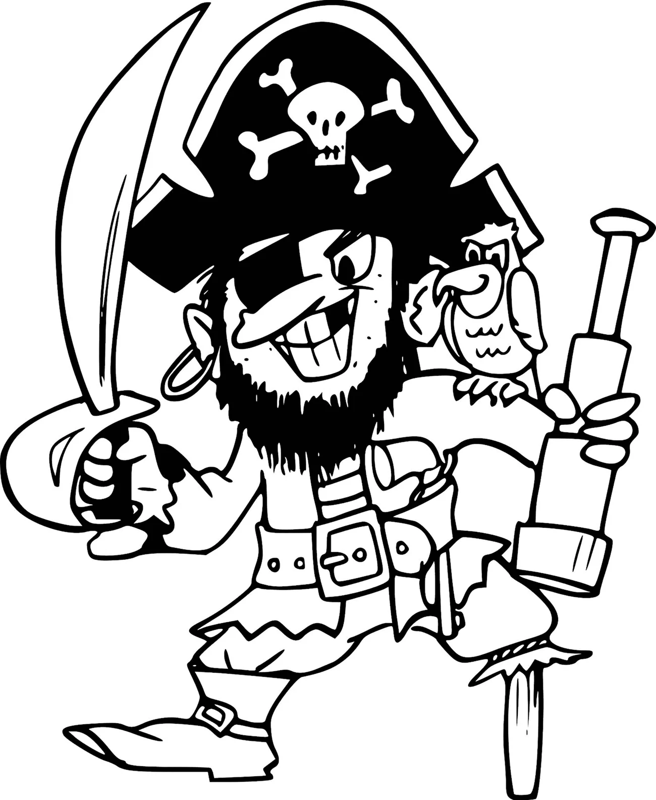 Раскраска пираты. Для срисовки