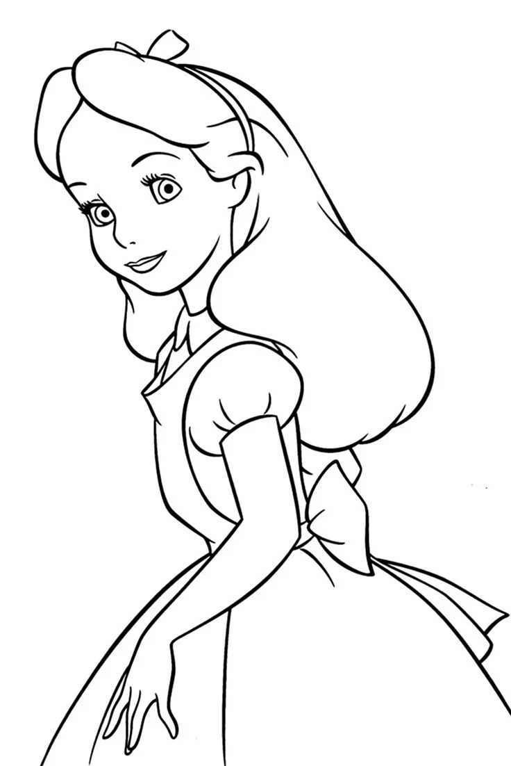 Раскраска принцессы Диснея Алиса. Для срисовки