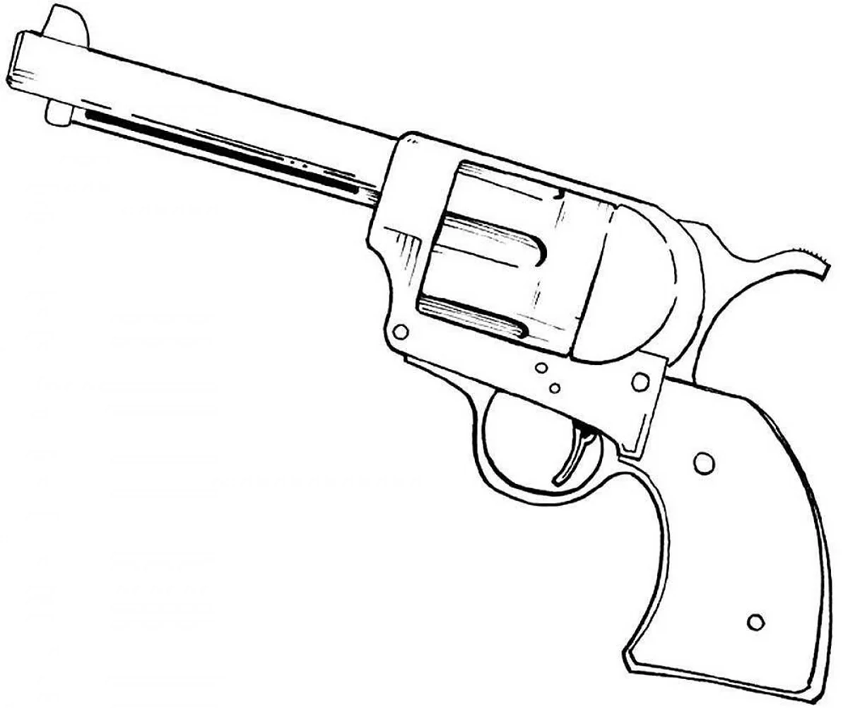 Раскраска револьвер Наган. Для срисовки