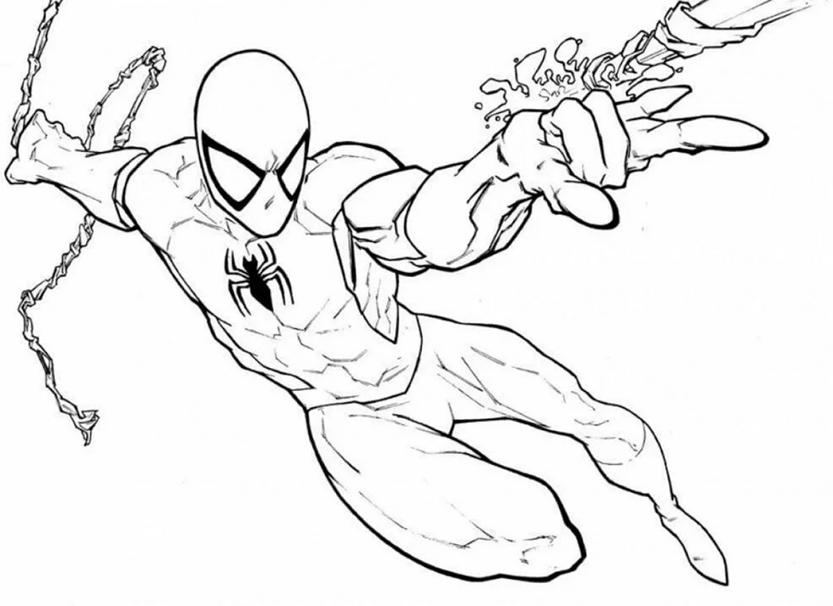 Раскраска Супергерои Марвел человек паук. Для срисовки