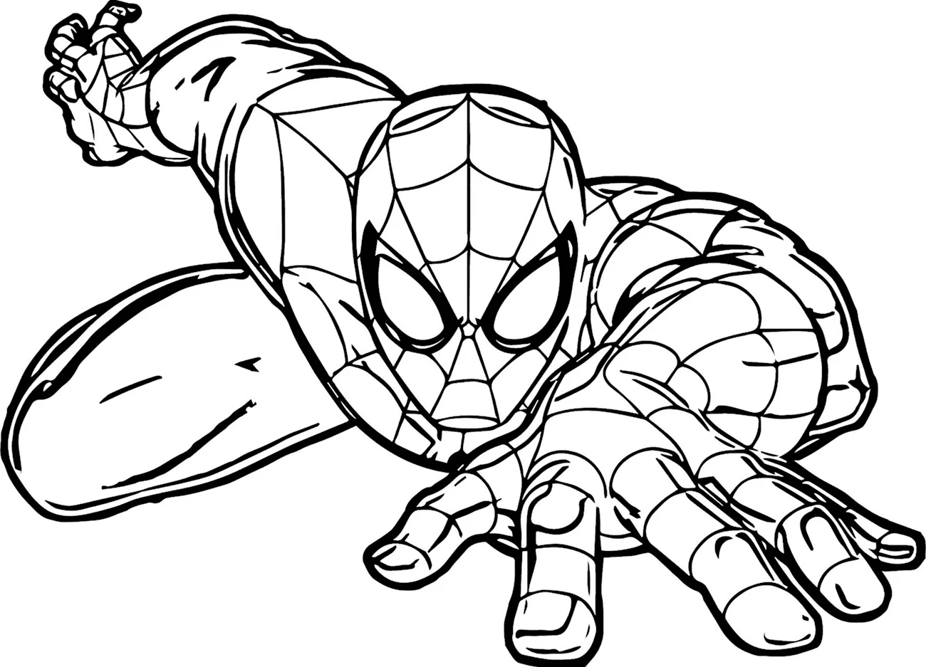 Раскраска Супергерои Марвел человек паук. Красивая картинка