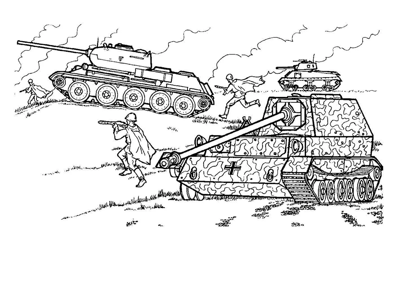 Раскраска танк т 34. Картинка