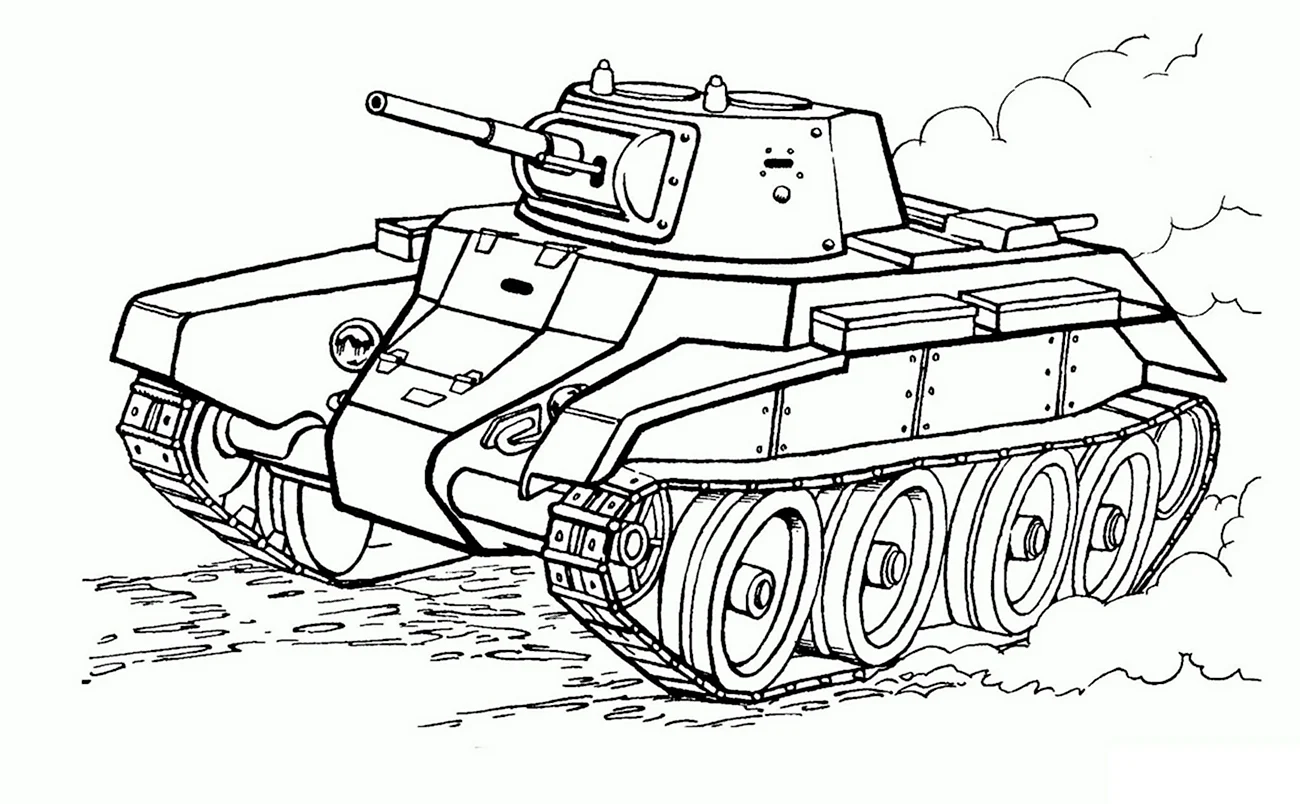 Раскраска танк т34 Военная техника для детей. Своими руками