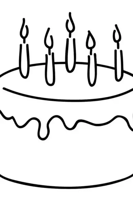 Раскраска торт на день рождения. Для срисовки